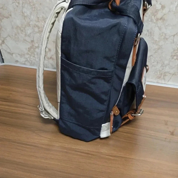 Himawari | Backpack | Navy and Beige | Brushed Silver Accents | Gently worn - Picture 7 of 12